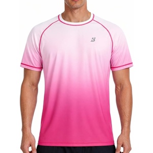 image:imageRoadbox Mens Swim Shirts Short Sleeve UPF 50 UV Sun Protection SPF Rash Guard Quick Dry Surf Water Beach Fishing T ShirtHot Pink Gradient