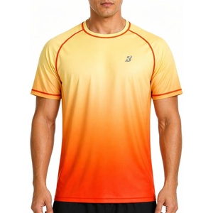 image:imageRoadbox Mens Swim Shirts Short Sleeve UPF 50 UV Sun Protection SPF Rash Guard Quick Dry Surf Water Beach Fishing T ShirtRed Orange Yellow Gradient