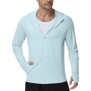 image:imageRoadbox Mens UPF 50 Sun Protection Hoodie Jacket UV Fishing Hiking Long Sleeve Shirts Lightweight Full Zip with PocketsLight Blue