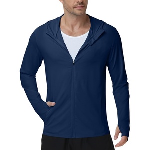 image:imageRoadbox Mens UPF 50 Sun Protection Hoodie Jacket UV Fishing Hiking Long Sleeve Shirts Lightweight Full Zip with PocketsNavy Blue