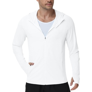 image:imageRoadbox Mens UPF 50 Sun Protection Hoodie Jacket UV Fishing Hiking Long Sleeve Shirts Lightweight Full Zip with PocketsWhite