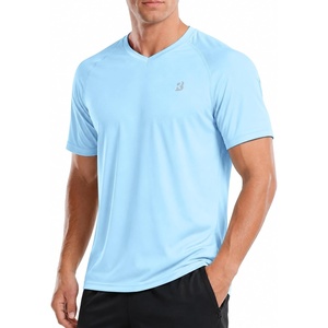 image:imageRoadbox Mens UPF 50 Swim Shirts Sun Protection V Neck Short Sleeve Rash Guard Athletic TShirt for Hiking Surfing BeachLight Blue