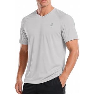 image:imageRoadbox Mens UPF 50 Swim Shirts Sun Protection V Neck Short Sleeve Rash Guard Athletic TShirt for Hiking Surfing BeachLight Gray