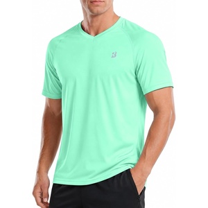 image:imageRoadbox Mens UPF 50 Swim Shirts Sun Protection V Neck Short Sleeve Rash Guard Athletic TShirt for Hiking Surfing BeachLight Green