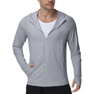 image:imageRoadbox Mens UPF 50 UV Sun Protection Hoodie Jacket Lightweight Full Zip Fishing Shirts for Hiking Running WorkoutLight Gray