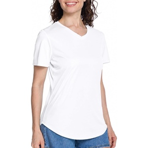 image:imageRoadbox Womens UPF 50 Sun Protection Shirts Moisture Wicking V Neck Short Sleeve Rash Guard Athletic Running Workout Tops03 White