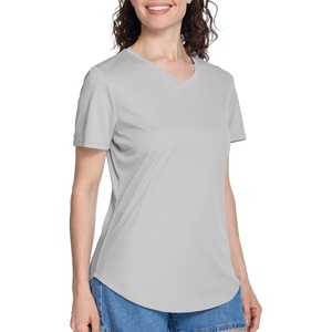 image:imageRoadbox Womens UPF 50 Sun Protection Shirts Moisture Wicking V Neck Short Sleeve Rash Guard Athletic Running Workout Tops06 Gray