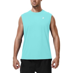 image:imageRoadbox Workout Sleeveless Shirts for Men Athletic Gym Basketball Quick Dry Muscle Tank TopsAqua Blue