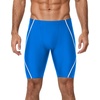 image:imageRoadbox Swim Jammers for Men Athletic Swimsuit for Training Racing Quick Dry Endurance Competitive Swimming Shorts UPF 50Blue Hits White Line