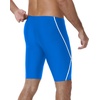 image:imageRoadbox Swim Jammers for Men Athletic Swimsuit for Training Racing Quick Dry Endurance Competitive Swimming Shorts UPF 50Blue Hits White Line