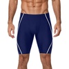 image:imageRoadbox Swim Jammers for Men Athletic Swimsuit for Training Racing Quick Dry Endurance Competitive Swimming Shorts UPF 50Dark Blue Hits White Line
