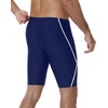image:imageRoadbox Swim Jammers for Men Athletic Swimsuit for Training Racing Quick Dry Endurance Competitive Swimming Shorts UPF 50Dark Blue Hits White Line
