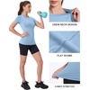 image:imageRoadbox Womens Compression Shirt Slim Fit Short Sleeve Athletic Top Workout Undershirt for Gym and YogaLight Blue Gray