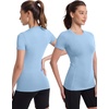 image:imageRoadbox Womens Compression Shirt Slim Fit Short Sleeve Athletic Top Workout Undershirt for Gym and YogaLight Blue Gray