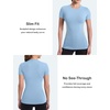 image:imageRoadbox Womens Compression Shirt Slim Fit Short Sleeve Athletic Top Workout Undershirt for Gym and YogaLight Blue Gray