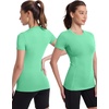 image:imageRoadbox Womens Compression Shirt Slim Fit Short Sleeve Athletic Top Workout Undershirt for Gym and YogaSeaweed Green