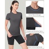 image:imageRoadbox Womens Compression Shirts Short Sleeve Workout Tops Athletic Gym TShirt Yoga Running Quick Dry Base LayerBlackdark Graywhite