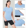 image:imageRoadbox Womens Compression Shirts Short Sleeve Workout Tops Athletic Gym TShirt Yoga Running Quick Dry Base LayerBlacklight Bluered