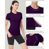 image:imageRoadbox Womens Compression Shirts Short Sleeve Workout Tops Athletic Gym TShirt Yoga Running Quick Dry Base LayerDeep Purple