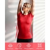 image:imageRoadbox Womens Compression Shirts Short Sleeve Workout Tops Athletic Gym TShirt Yoga Running Quick Dry Base LayerRed