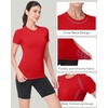 image:imageRoadbox Womens Compression Shirts Short Sleeve Workout Tops Athletic Gym TShirt Yoga Running Quick Dry Base LayerRed