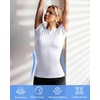 image:imageRoadbox Womens Compression Shirts Short Sleeve Workout Tops Athletic Gym TShirt Yoga Running Quick Dry Base LayerWhite