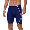 image:imageRoadbox Swim Jammers for Men Athletic Swimsuit for Training Racing Quick Dry Endurance Competitive Swimming Shorts UPF 50Dark Blue Hits White Line