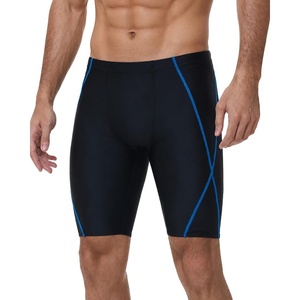 image:imageRoadbox Swim Jammers for Men Athletic Swimsuit for Training Racing Quick Dry Endurance Competitive Swimming Shorts UPF 50Black Hits Blue Line