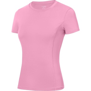 image:imageRoadbox Womens Compression Shirt Slim Fit Short Sleeve Athletic Top Workout Undershirt for Gym and YogaPink