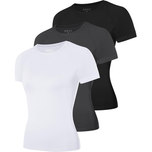 image:imageRoadbox Womens Compression Shirts Short Sleeve Workout Tops Athletic Gym TShirt Yoga Running Quick Dry Base LayerBlackdark Graywhite