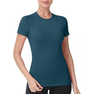 image:imageRoadbox Womens Compression Shirts Short Sleeve Workout Tops Athletic Gym TShirt Yoga Running Quick Dry Base LayerSlate Blue
