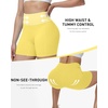 image:imageRoadbox 358 No Front Seam Womens Biker Shorts High Waisted Tummy Control Volleyball Yoga Workout Gym Spandex ShortsYellow