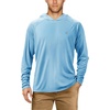 image:imageRoadbox UPF 50 Fishing Shirts for Men Long Sleeve UV Sun Protection Hoodie Outdoor Hiking Running Swimming Rash Guard1 Packlight Blue