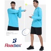 image:imageRoadbox UPF 50 Mens Sun Hoodie Long Sleeve UV Protection Fishing Shirt with Pocket Outdoor Running Athletic Rash GuardFlower Grey Sky Blue
