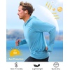 image:imageRoadbox UPF 50 Mens Sun Hoodie Long Sleeve UV Protection Fishing Shirt with Pocket Outdoor Running Athletic Rash GuardLight Heather Blue