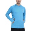image:imageRoadbox UPF 50 Mens Sun Hoodie Long Sleeve UV Protection Fishing Shirt with Pocket Outdoor Running Athletic Rash GuardLight Heather Blue