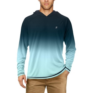 image:imageRoadbox UPF 50 Fishing Shirts for Men Long Sleeve UV Sun Protection Hoodie Outdoor Hiking Running Swimming Rash Guard1 Packgradient Dark Bluegreen