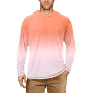 image:imageRoadbox UPF 50 Fishing Shirts for Men Long Sleeve UV Sun Protection Hoodie Outdoor Hiking Running Swimming Rash Guard1 Packgradient Light Orange