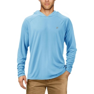 image:imageRoadbox UPF 50 Fishing Shirts for Men Long Sleeve UV Sun Protection Hoodie Outdoor Hiking Running Swimming Rash Guard1 Packlight Blue