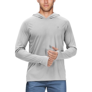 image:imageRoadbox UPF 50 Fishing Shirts for Men Long Sleeve UV Sun Protection Hoodie Outdoor Hiking Running Swimming Rash Guard1 Packthumb Holegrey