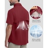 image:imageRoadbox Mens Fishing Shirts Short Sleeve Sun Protection Button Down Quick Dry Cooling Hiking Shirt for Travel Safari CampingRed