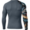 image:imageRoadbox Mens UPF 50 BJJ Rash Guard Jiu Jitsu Long Sleeve Compression Shirts MMA Athletic Base Layer Wrestling GrapplingGray Bluefloral Dragon