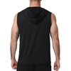 image:imageRoadbox Mens Workout Hooded Tank TopsAthletic Muscle Cut Off SleevelessSummer Casual Hoodie Shirts for GymBlack