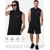 image:imageRoadbox Mens Workout Hooded Tank TopsAthletic Muscle Cut Off SleevelessSummer Casual Hoodie Shirts for GymBlack