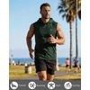 image:imageRoadbox Mens Workout Hooded Tank TopsAthletic Muscle Cut Off SleevelessSummer Casual Hoodie Shirts for GymGreen