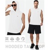 image:imageRoadbox Mens Workout Hooded Tank TopsAthletic Muscle Cut Off SleevelessSummer Casual Hoodie Shirts for GymWhite