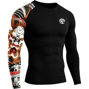 image:imageRoadbox Mens UPF 50 BJJ Rash Guard Jiu Jitsu Long Sleeve Compression Shirts MMA Athletic Base Layer Wrestling GrapplingBlackorange Dragon