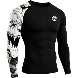 image:imageRoadbox Mens UPF 50 BJJ Rash Guard Jiu Jitsu Long Sleeve Compression Shirts MMA Athletic Base Layer Wrestling GrapplingBlackwhite Dragon