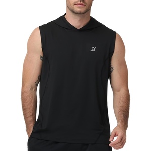 image:imageRoadbox Mens Workout Hooded Tank TopsAthletic Muscle Cut Off SleevelessSummer Casual Hoodie Shirts for GymBlack