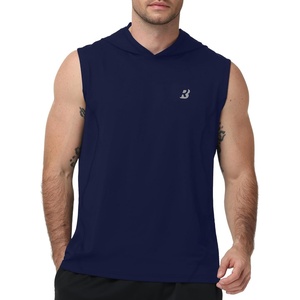 image:imageRoadbox Mens Workout Hooded Tank TopsAthletic Muscle Cut Off SleevelessSummer Casual Hoodie Shirts for GymBlue
